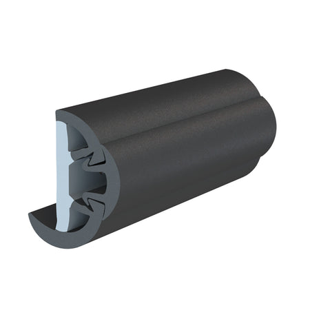 TACO Marine SuproFlex Rub Rail Kit with Flex Vinyl Overlay Insert - 2"H x 1-1/4"W x 80'L - Black with Black Insert
