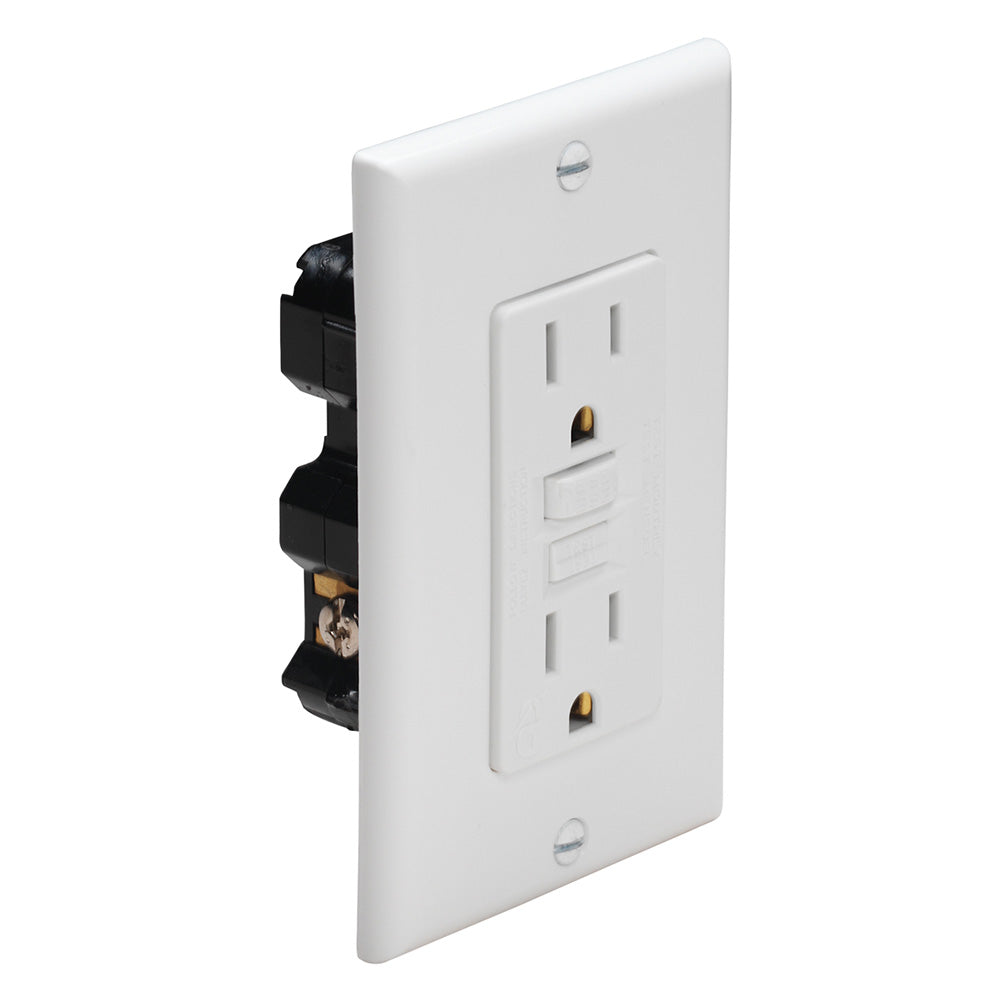 Marinco GFCI Electrical Outlet - White, 15 Amp, 125V, Female Connector