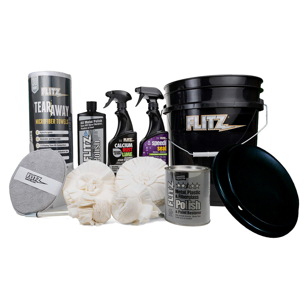 Flitz 5-Gallon Black Bucket Detailers Kit with Polishing and Cleaning Supplies