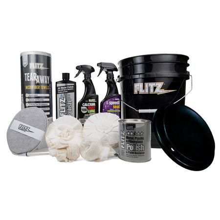 Flitz 5-Gallon Black Bucket Detailers Kit with Polishing and Cleaning Supplies