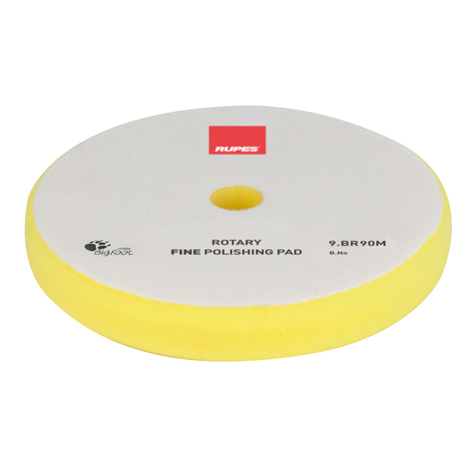 RUPES Rotary Fine Polishing Foam Pad 75/90mm - Yellow for High-Gloss Surface Restoration