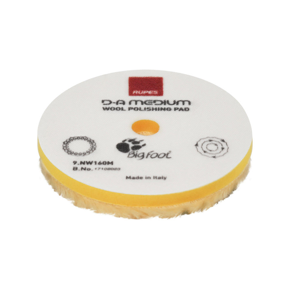 RUPES D-A Medium Wool Polishing Pad 160mm - Yellow for Dual Action Polishing