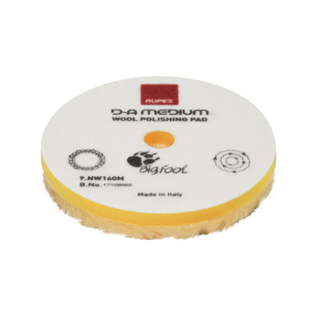 RUPES D-A Medium Wool Polishing Pad 160mm - Yellow for Dual Action Polishing