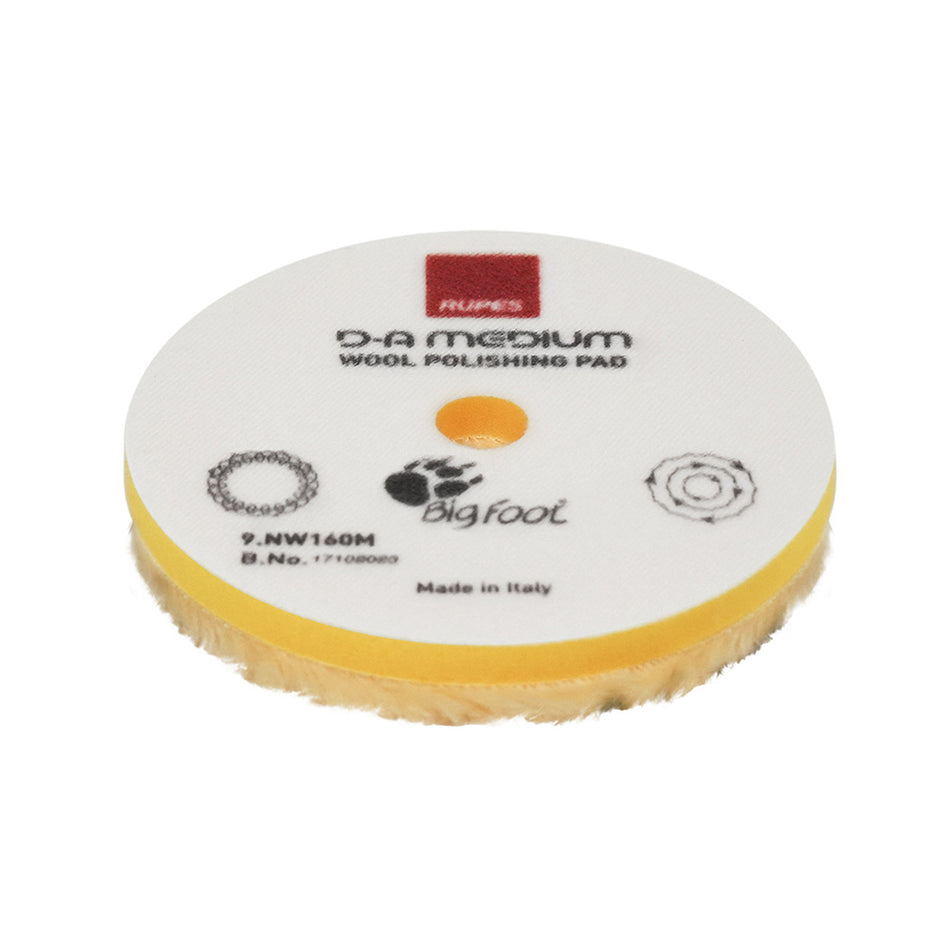 RUPES D-A Medium Wool Polishing Pad 160mm - Yellow for Dual Action Polishing
