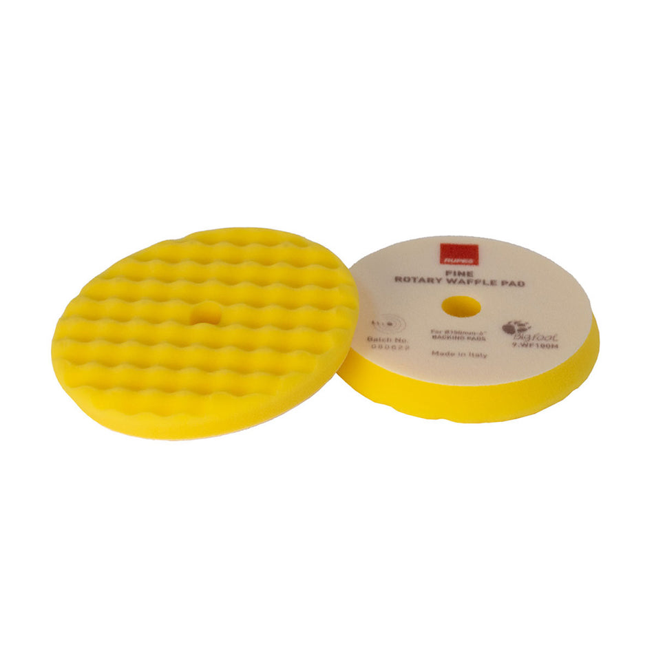 RUPES Velcro Waffle Fine Polishing Pad for Rotary Polishers 180mm - Yellow