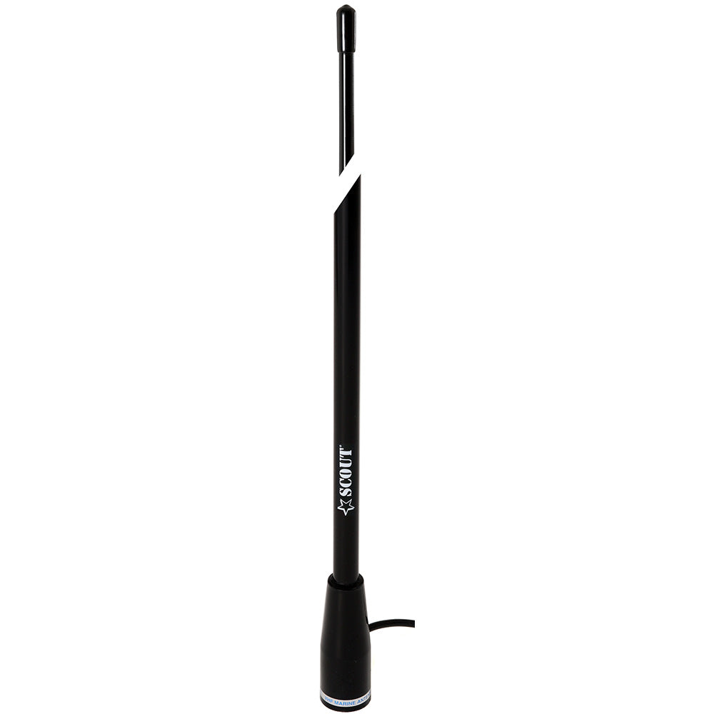 Scout 5' Black VHF Antenna with 3dB Gain and 5M RG-58 Coax - Waterproof Marine Communication Antenna