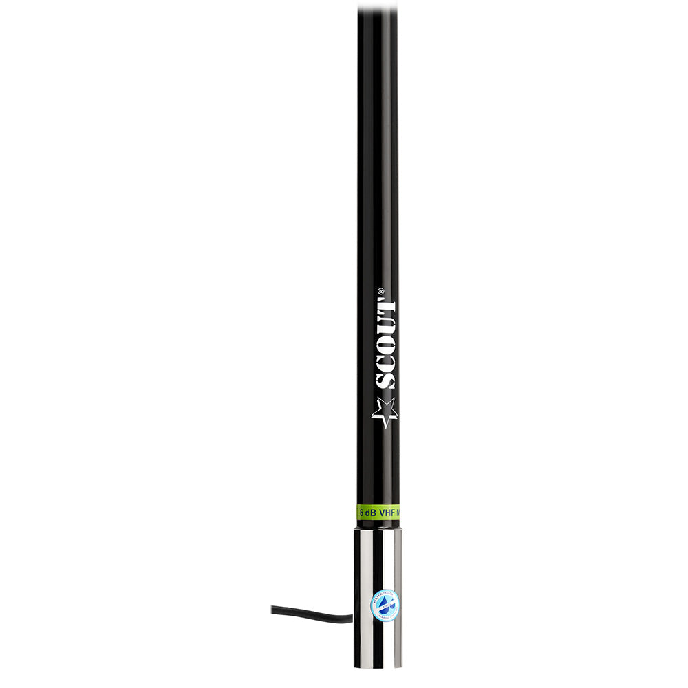 Scout 8' Black VHF Antenna with 6dB Gain and Heavy Stainless Steel Ferrule * Model PF AN NVHF00021T