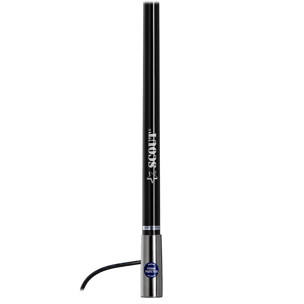 Scout 4' Black VHF Antenna with 3dB Gain and Stainless Steel Ferrule - Includes 5M RG-58 Cable and PL-259 Connector