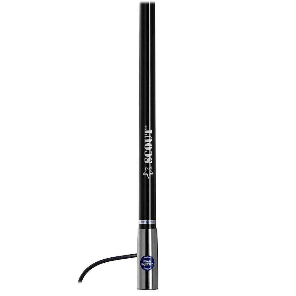 Scout 4' Black VHF Antenna with 3dB Gain and Stainless Steel Ferrule - Includes 5M RG-58 Cable and PL-259 Connector