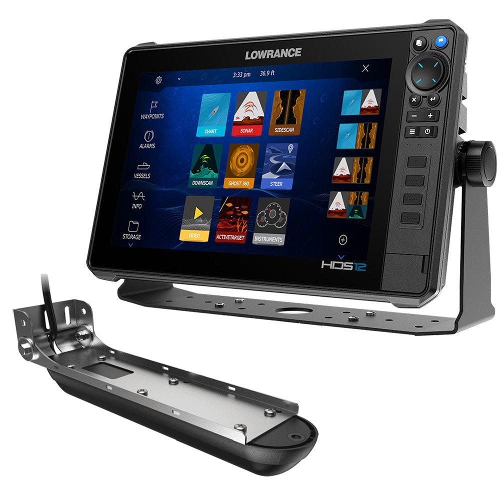 Lowrance HDS PRO 12 w/Preloaded C-MAP DISCOVER OnBoard & Active Imaging 3-in-1 Transom Mount Transducer