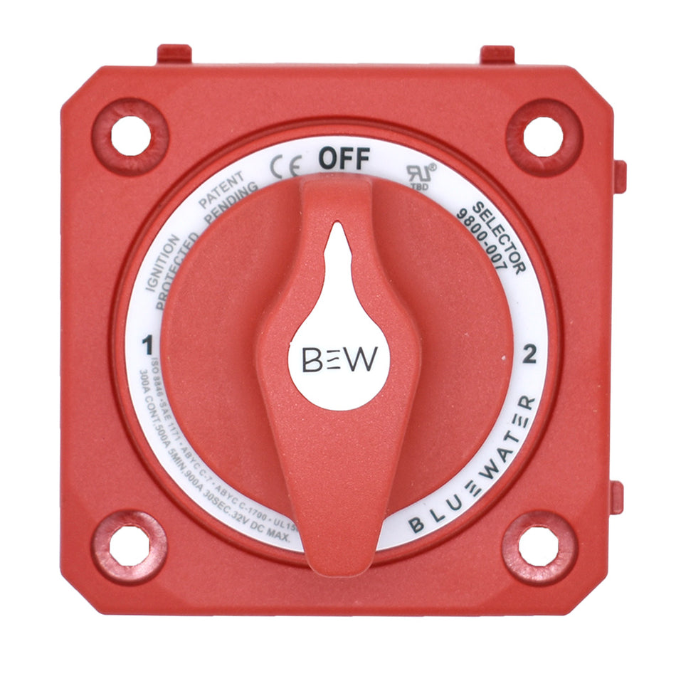 Bluewater Off/1/2/Both Battery Switch - Panel Mount - Red