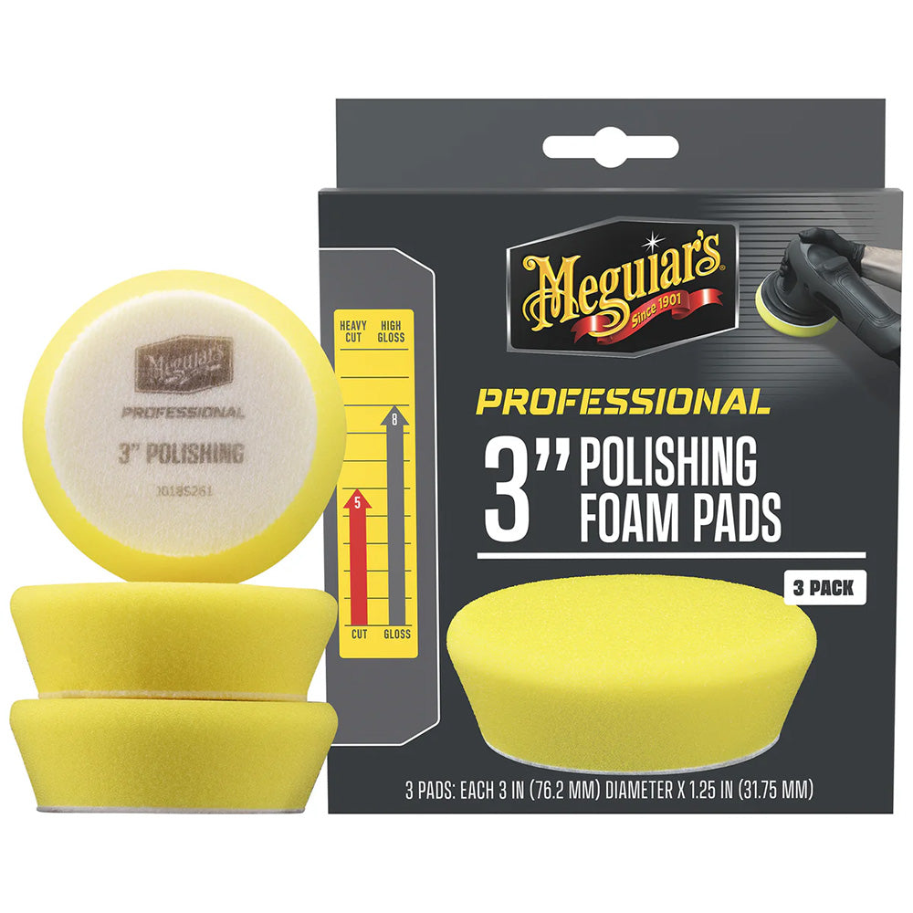 Meguiar's Professional 3-Inch Polishing Foam Pads 3-Pack for Light to Moderate Surface Defect Removal