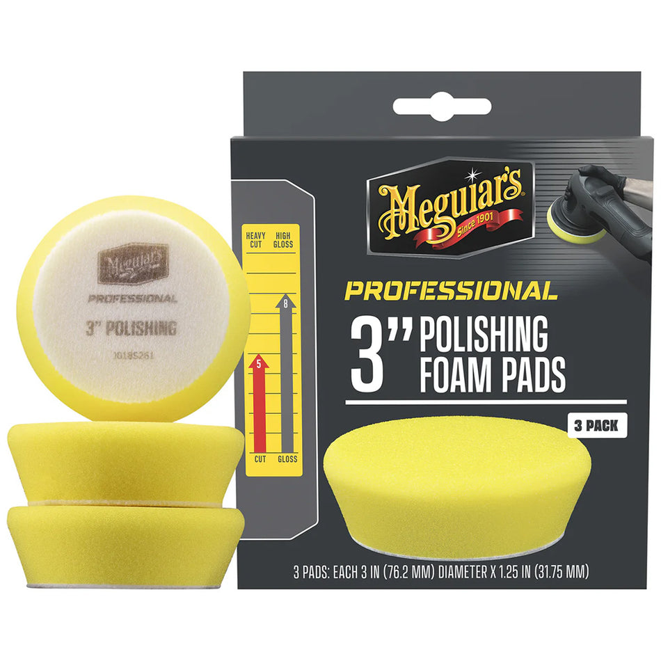 Meguiar's Professional 3-Inch Polishing Foam Pads 3-Pack for Light to Moderate Surface Defect Removal