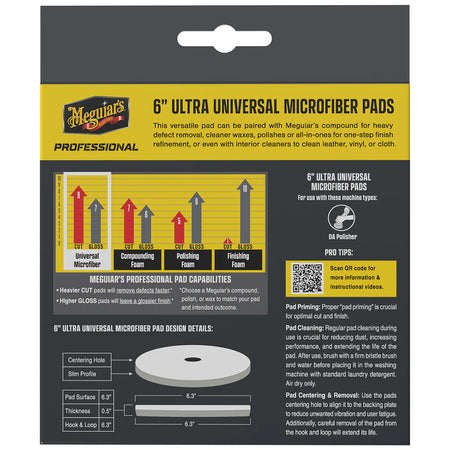 Meguiar's Professional 6" Ultra Universal Microfiber Pads *2-Pack