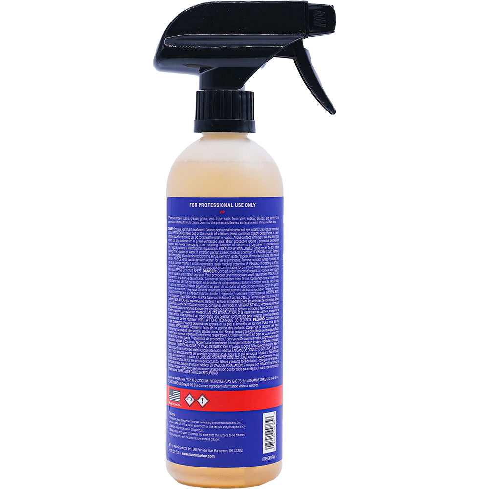 Malco VIP Vinyl & Plastic Cleaner - 16oz for Vinyl, Rubber, Plastic, and Leather Surfaces