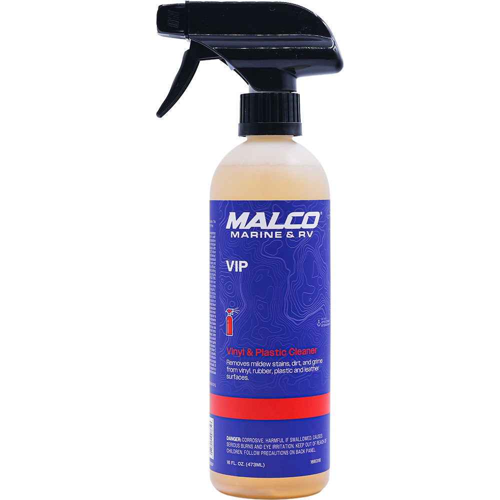 Malco VIP Vinyl & Plastic Cleaner - 16oz for Vinyl, Rubber, Plastic, and Leather Surfaces