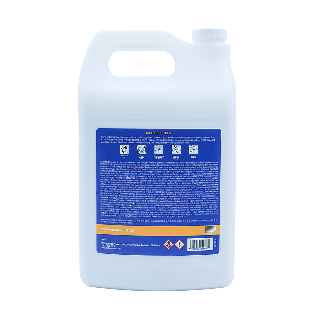 Malco MaxProduction Compound - 1 Gallon for Heavy Scratch Removal and Gloss Finish