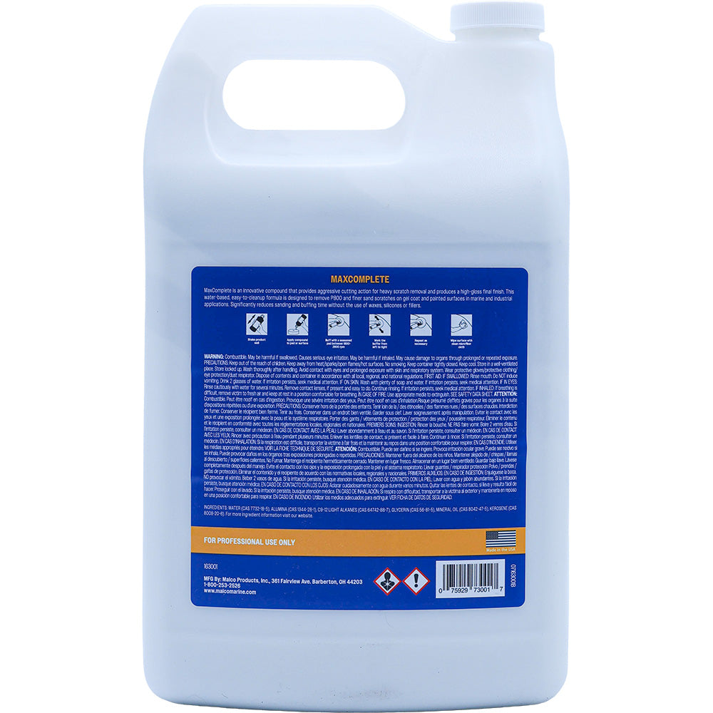 Malco MaxComplete Compound 1 Gallon for Heavy Scratch Removal and Gloss Finish