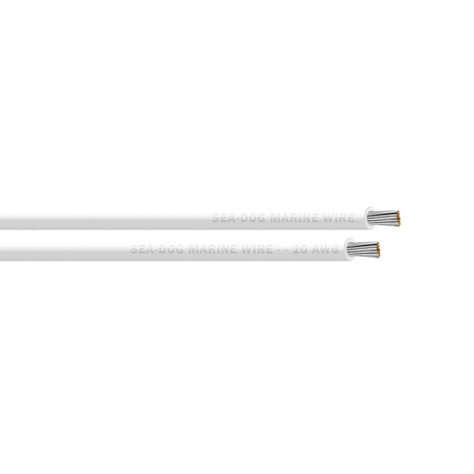Sea-Dog 10 AWG White Primary Marine Wire, 100 Feet - Tinned Copper Stranded Cable for Corrosion Resistance and Reliable Marine Performance
