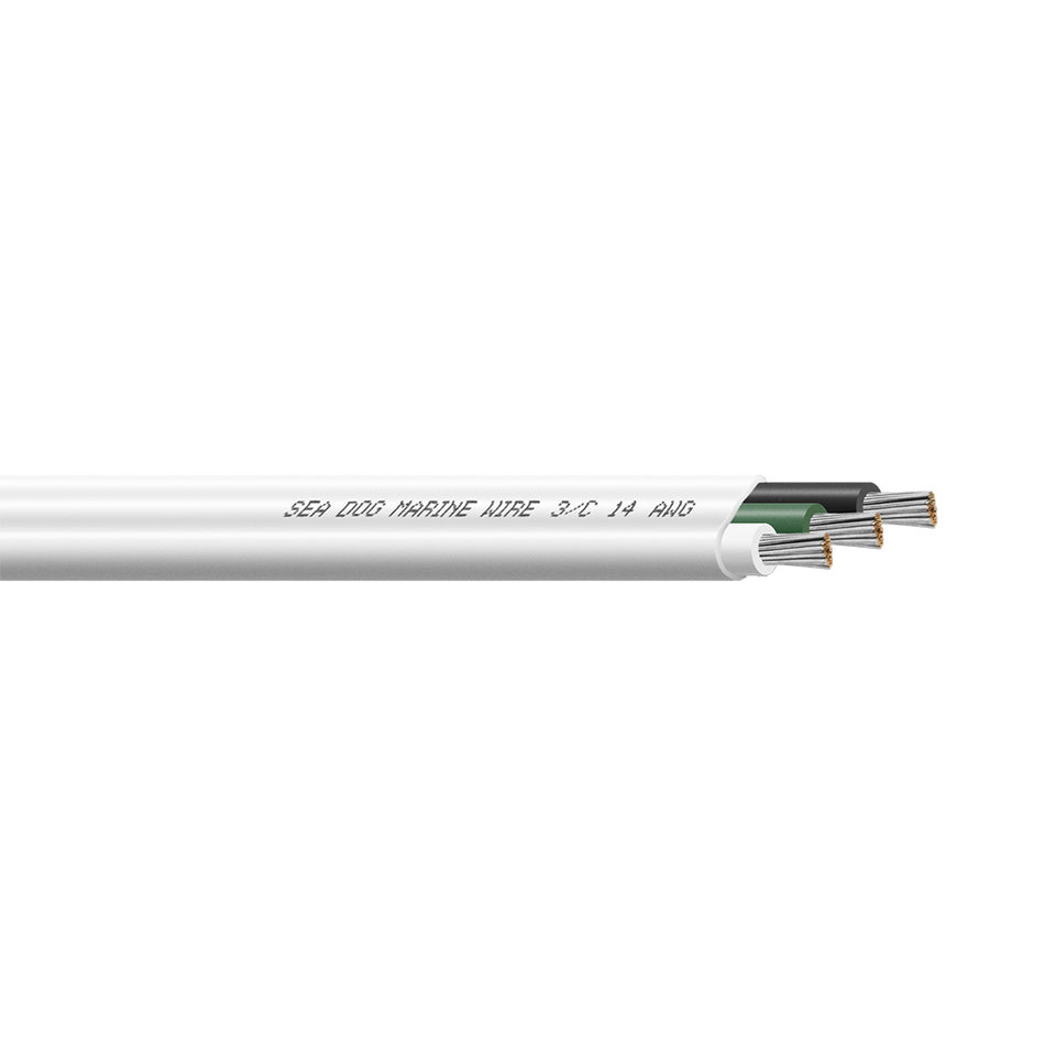 Sea-Dog 14/3 AWG Flat Triplex Marine Wire - White/Green/Black - 100 Feet