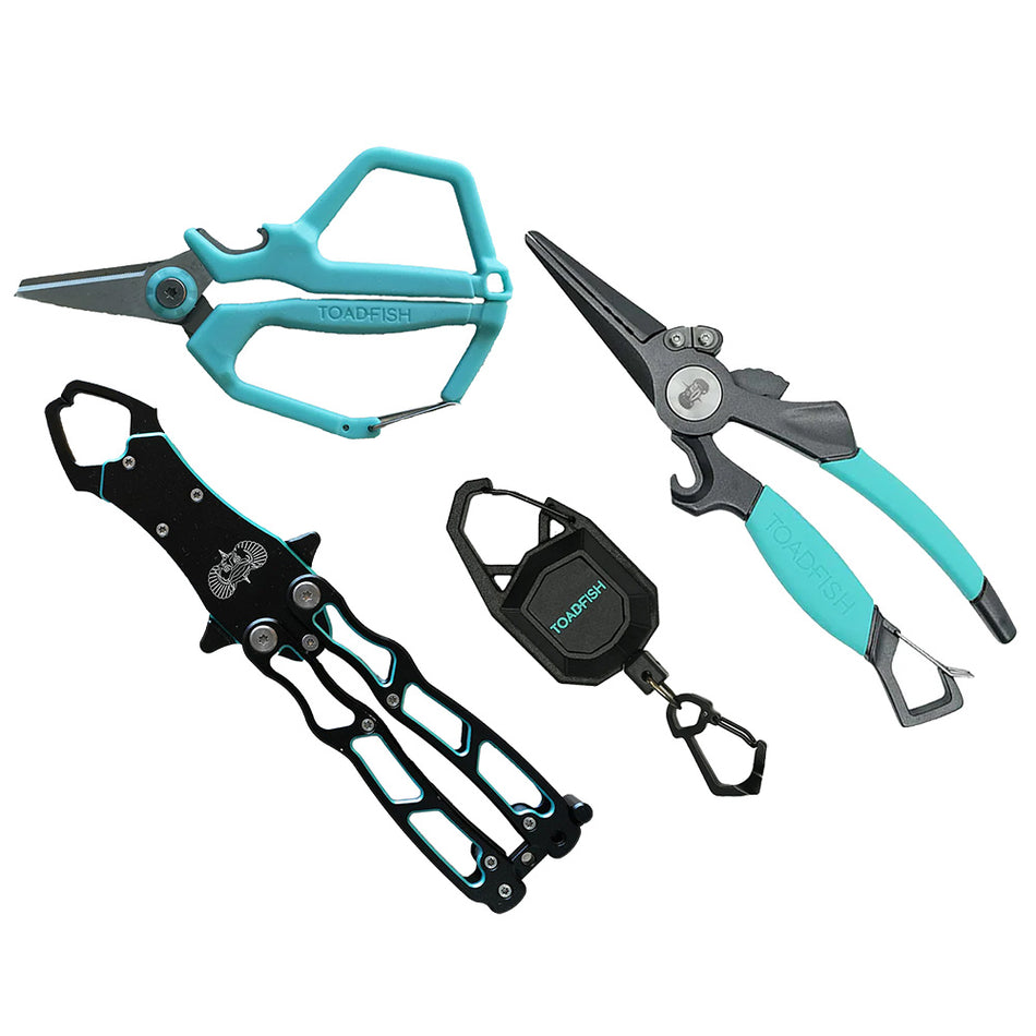 Toadfish Inshore Essentials Tool Kit - Elite Series Pliers, Fish Gripper, Braid Scissors for Saltwater Fishing