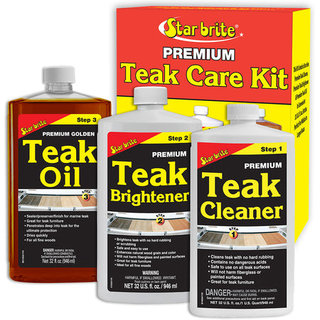 Star Brite Premium Teak Care Kit - 32 oz for Outdoor and Marine Wood Restoration