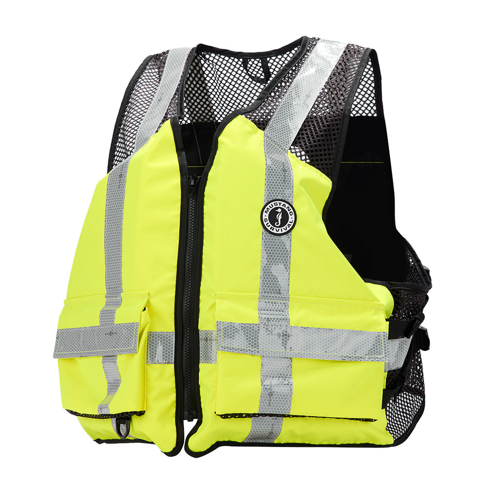 Mustang Survival Industrial Mesh Vest - Hi-Vis Fluorescent Yellow Green, Size Large/XL