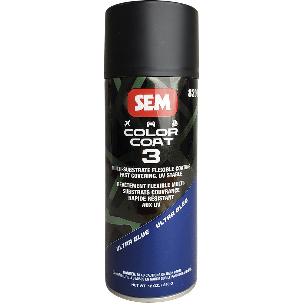 SEM Color Coat 3 Ultra Blue 12 oz - Flexible, Fade-Resistant Coating for Automotive and Leather Surfaces