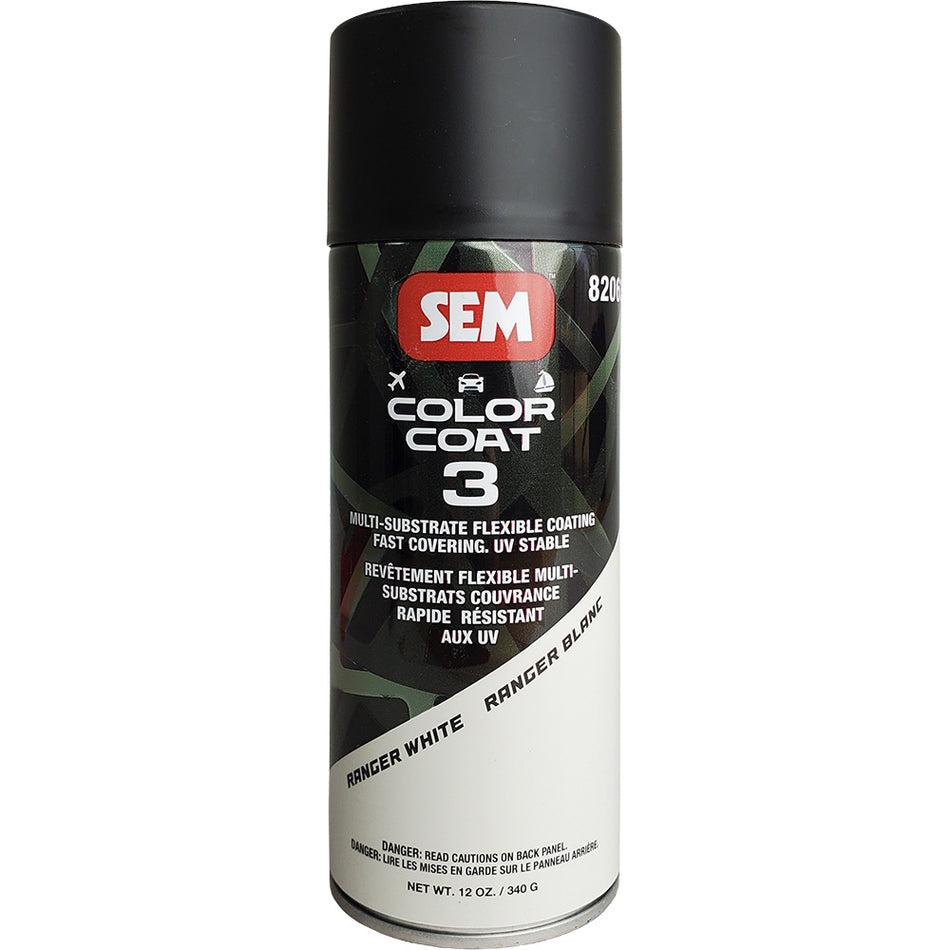 SEM Color Coat 3 Ranger White - 12 oz Flexible Coating for Automotive and More