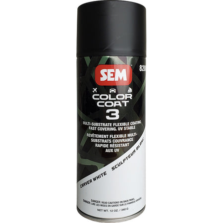 SEM Color Coat 3 Carver White 12 oz - Flexible, Fade-Resistant Coating for Automotive and Interior Surfaces