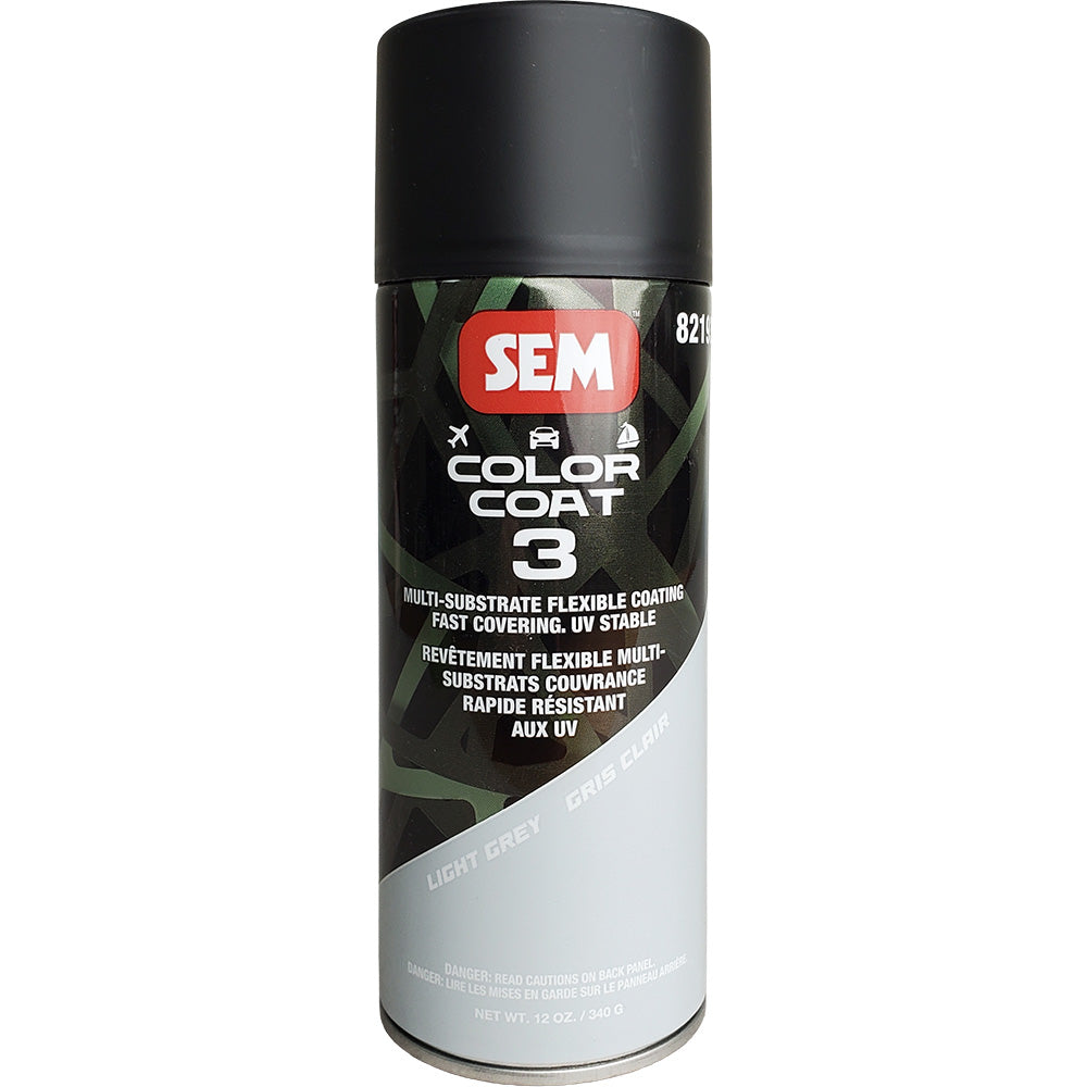 SEM Color Coat 3 Light Grey - 12 oz Flexible Coating for Automotive and Leather Surfaces