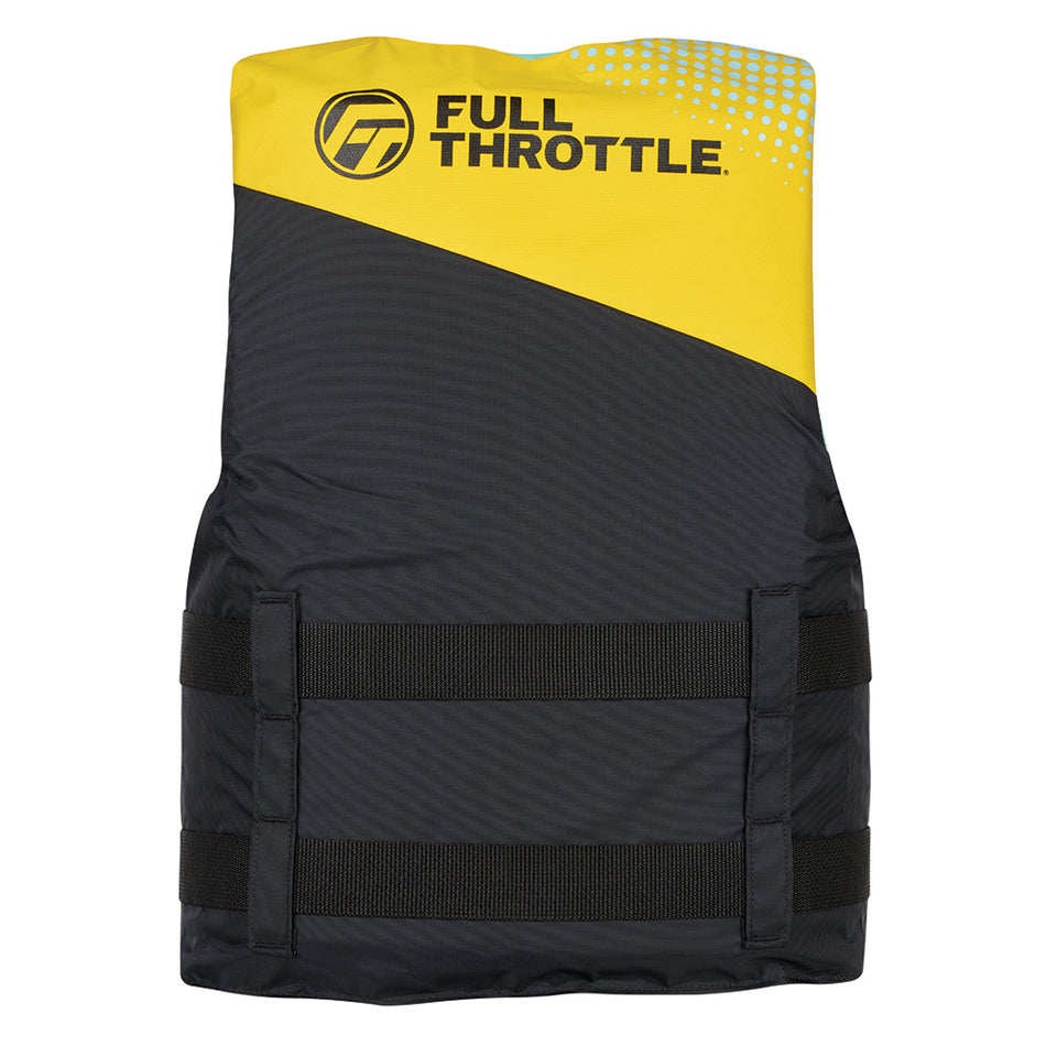 Full Throttle Teen Nylon Life Jacket - Yellow/Black for Watersports and Safety