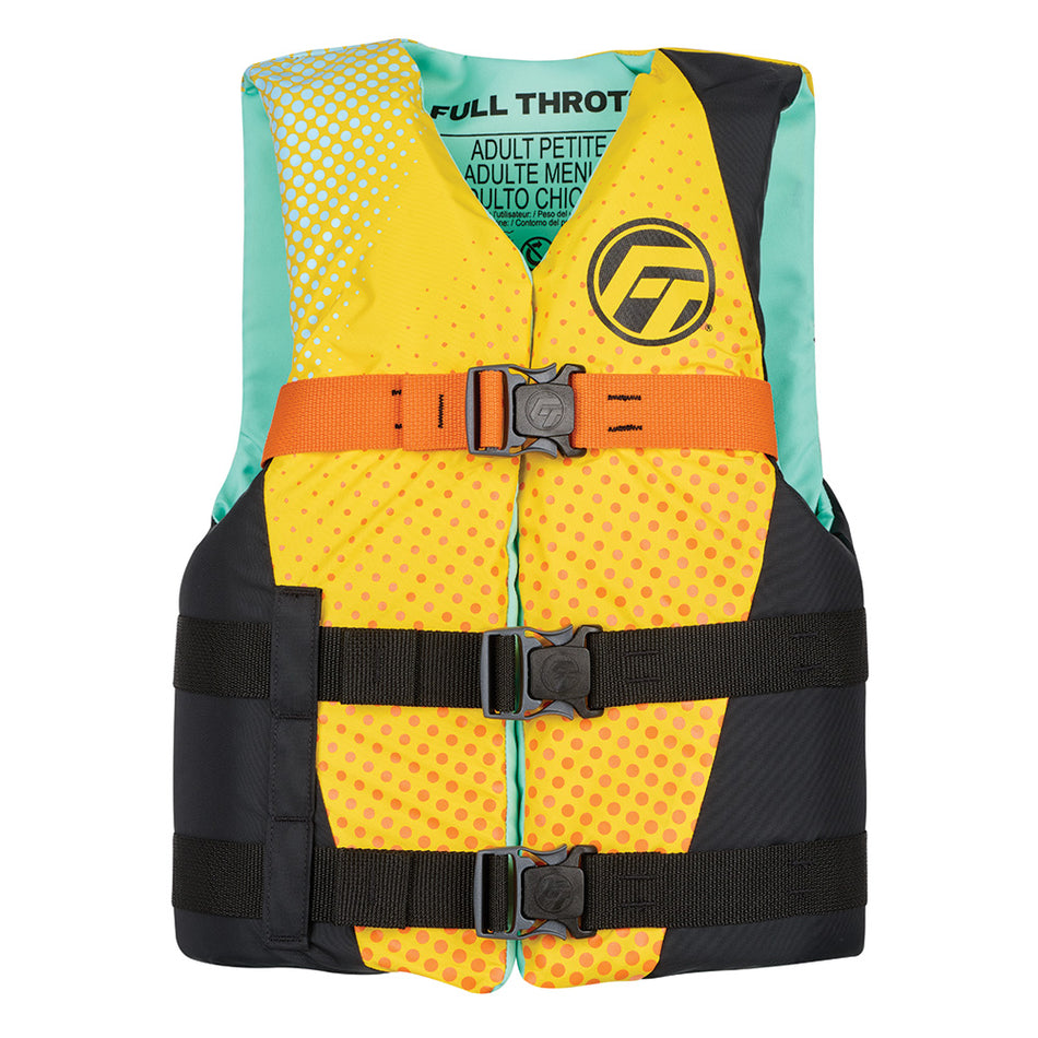 Full Throttle Teen Nylon Life Jacket - Yellow/Black for Watersports and Safety