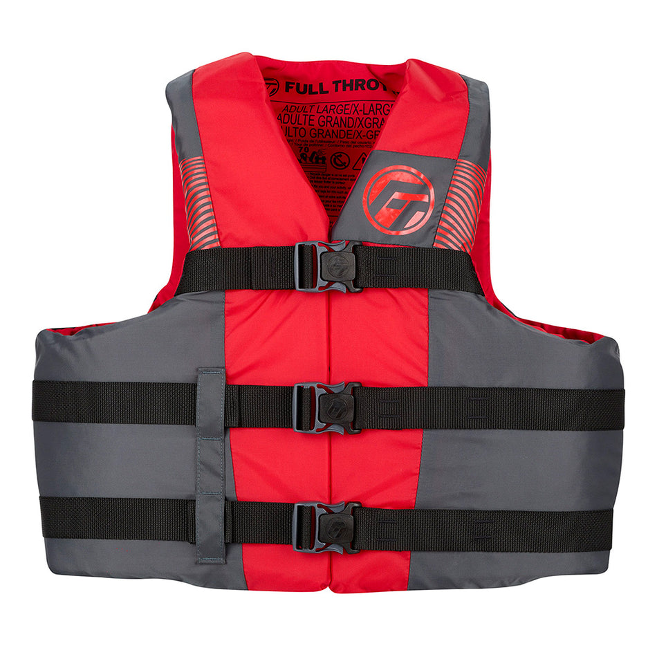 Full Throttle Adult Nylon Life Jacket 2X/4X Red and Black