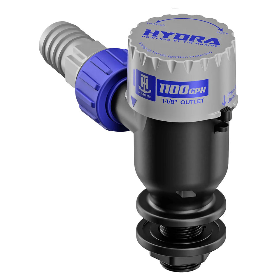 T-H Marine HYDRA Livewell Pump 1100 GPH 12V Short Nozzle for Reliable Marine Performance