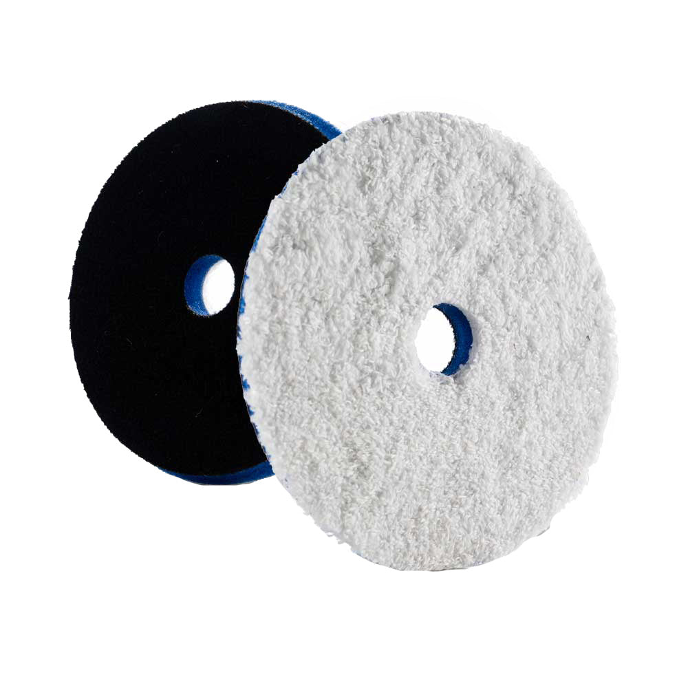 Lake Country HDO Heavy Cutting Microfiber Pad 5.5 inches - Blue Foam with White Microfiber