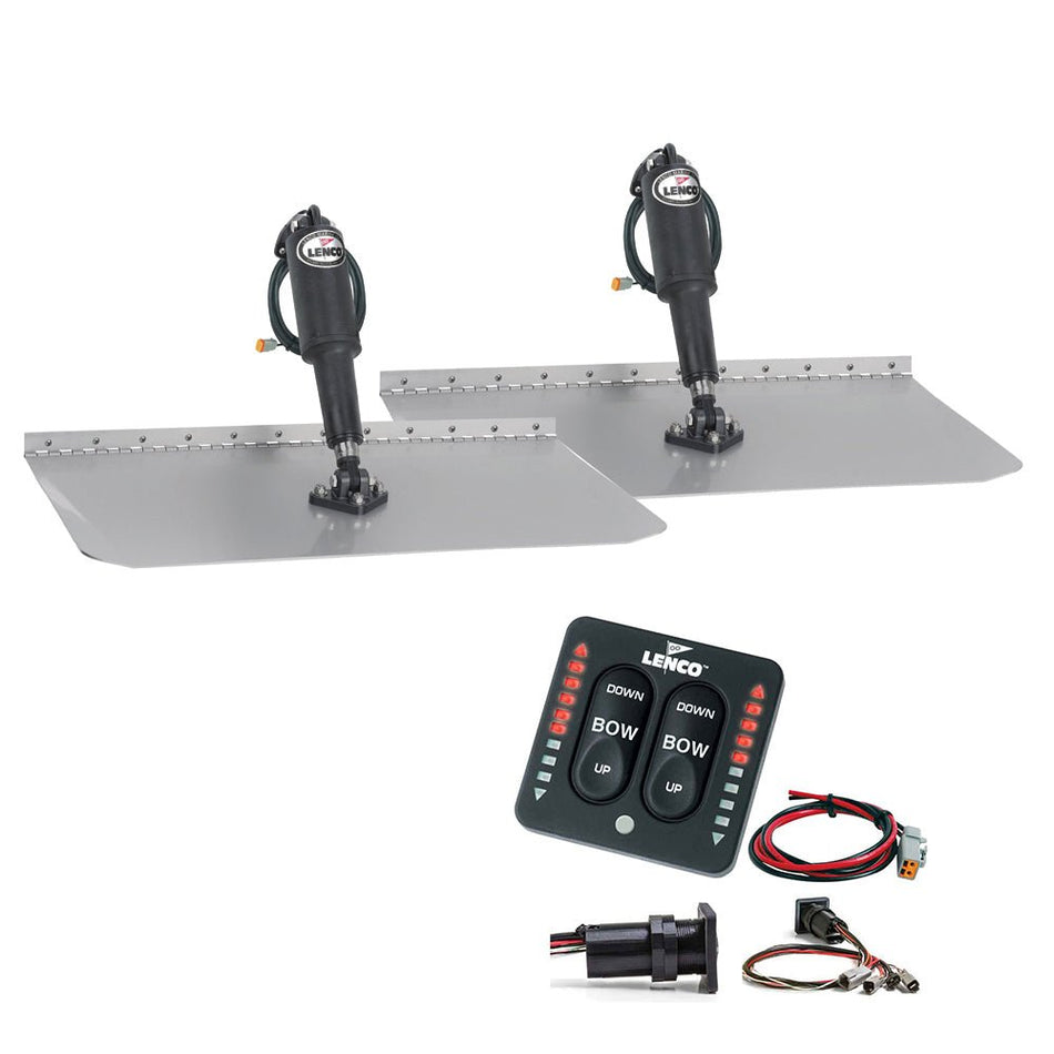 Lenco 12""x12"" Standard Mount Trim Tab Kit 12v With Led Integrated Switch