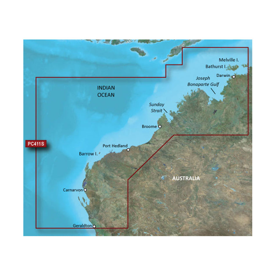 Garmin BlueChart g3 Vision HD VPC411S - Detailed Marine Charts for Geraldton to Darwin - microSD/SD