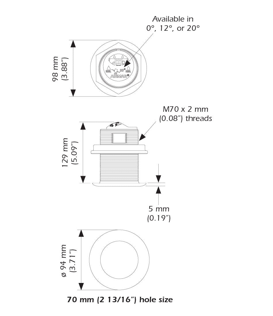 Airmar B75c-0-h 0d Tilt With Garmin 12-pin  Mm Cable