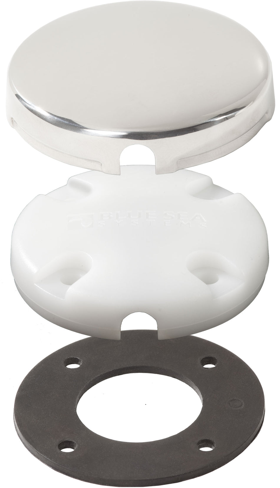 Blue Sea Side Entry Cableclam White Max Cable Dia 0.28in With Stainless Steel Cover - 1007100