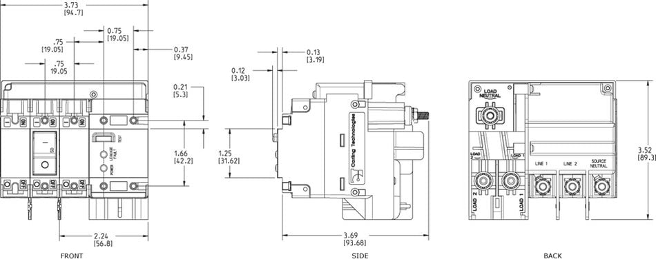 Blue Sea C-series Elci 50a 120/240v Ac Double Pole Main Circuit Breaker - 3104