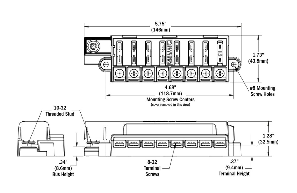 Blue Sea 5046 8-circuit Fuse Block St Ato/atc With Cover