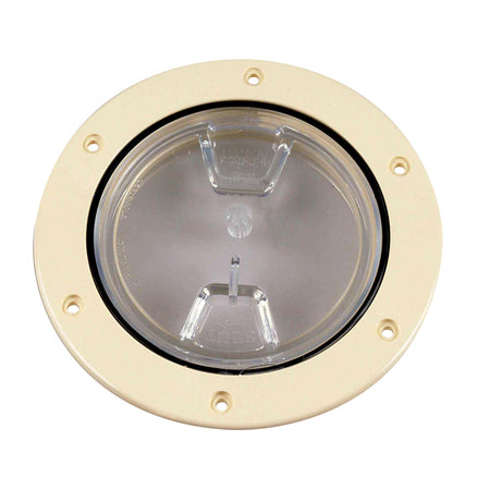 Beckson Marine DP40-N-C 4" Clear Center Screw-Out Deck Plate - Beige