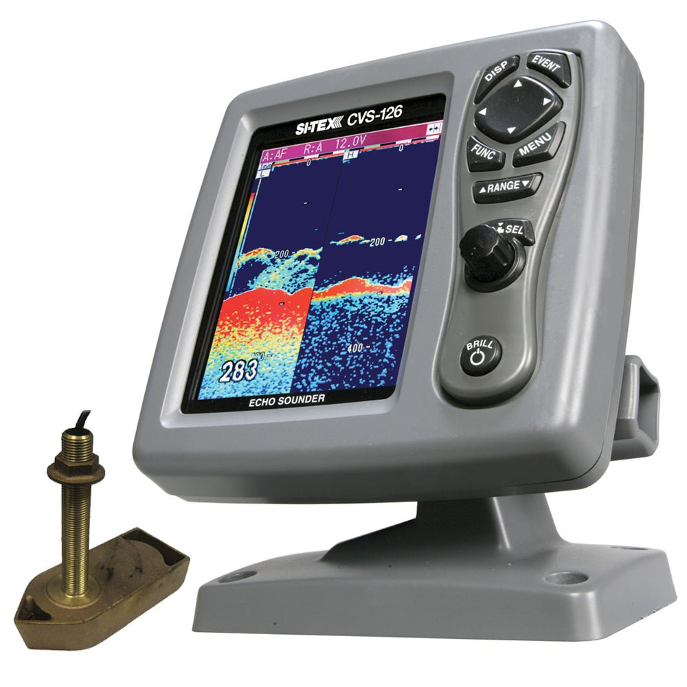 SI-TEX CVS-126 Dual Frequency Color Echo Sounder w/600kW Thru-Hull Tranducer 307/50/200T-CX