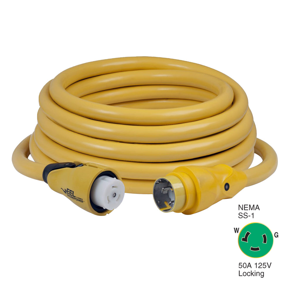 Marinco CS503-50 EEL 50A 125V Shore Power Cordset - 50 Feet, Yellow