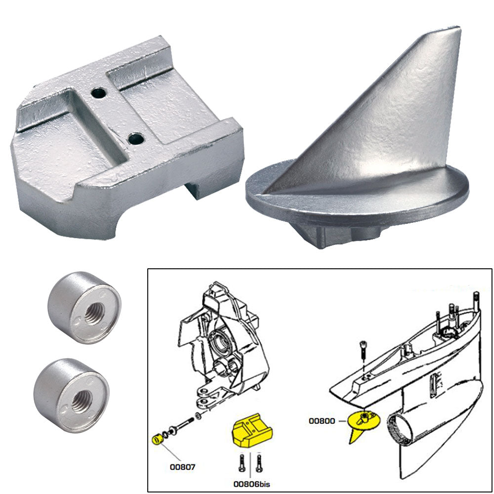 Tecnoseal Anode Kit w/Hardware - Mercury Alpha 1 Gen 1 - Magnesium