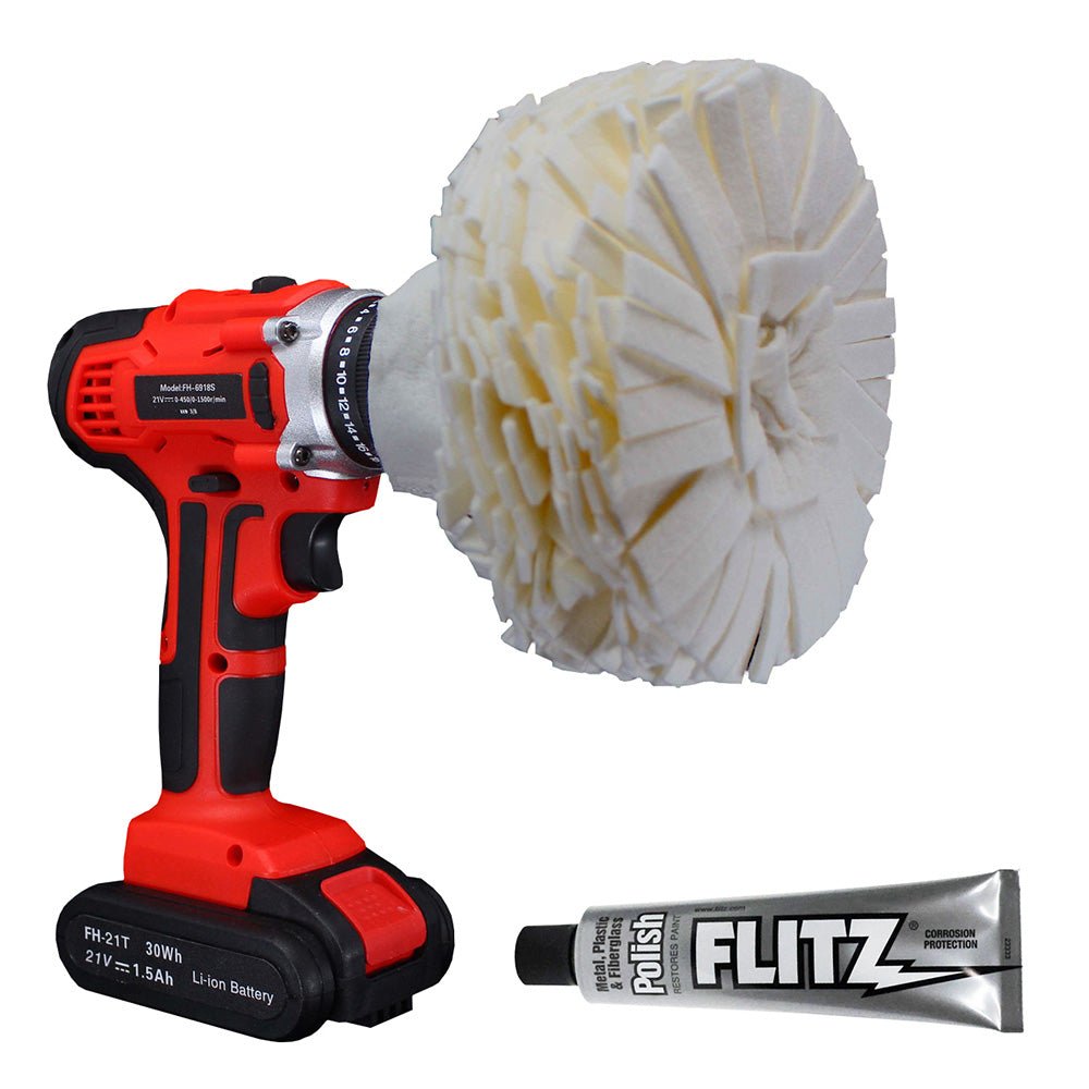 Flitz Buff Ball - Large 5" - White w/1.76oz Tube Flitz Polish