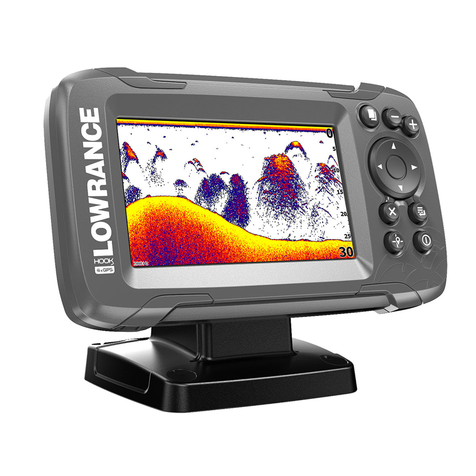 Lowrance HOOK?-4x 4" GPS Bullet Fishfinder w/Track Plotter Transom Mount Bullet Skimmer Transducer