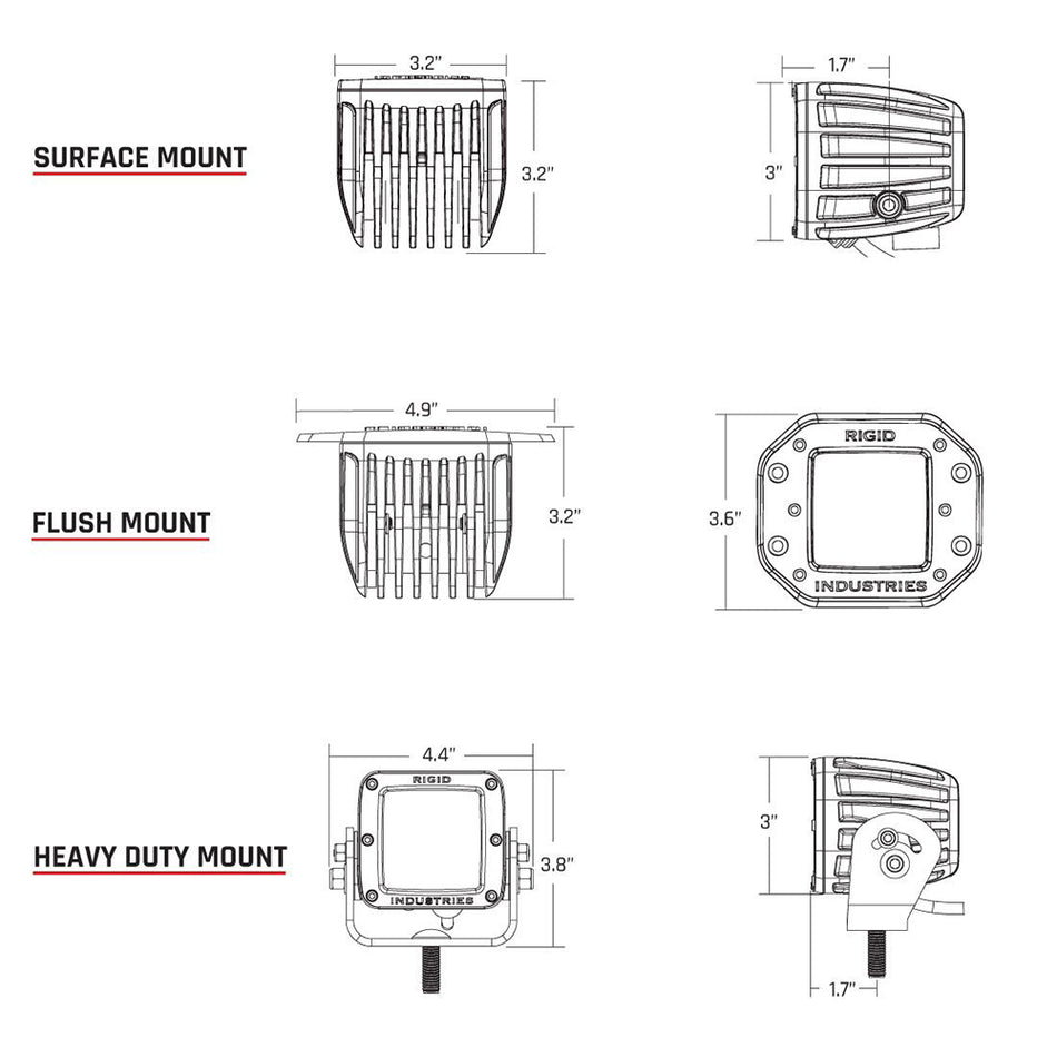 RIGID Industries D-Series PRO Flush Mount Spot LED - Midnight Edition - Pair - Black 212213BLK