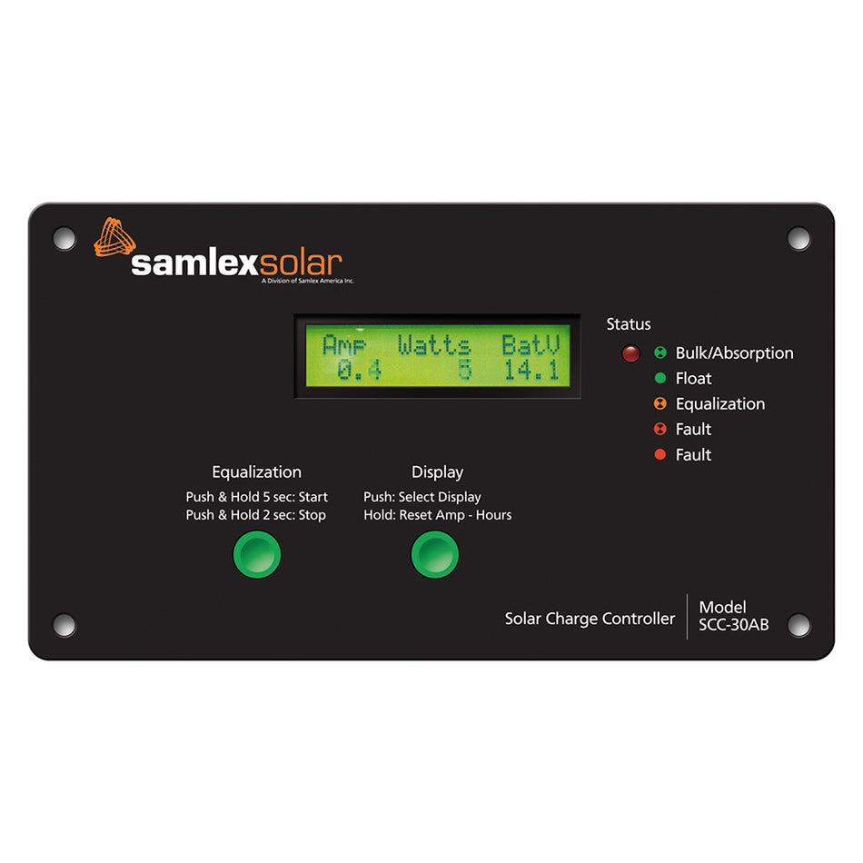 Samlex America SCC-30AB Flush Mount Solar Charge Controller with LCD Display - 30A